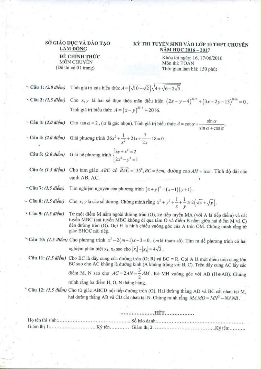 de tuyen sinh 10