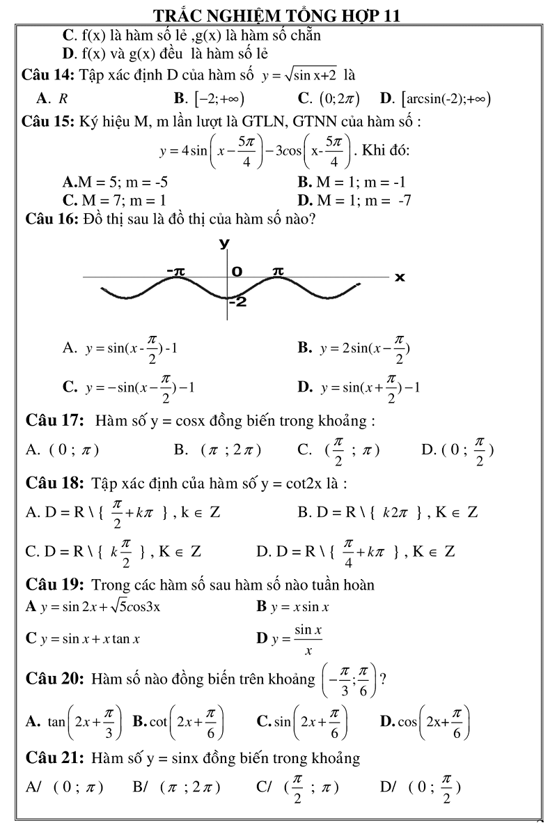 trac nghiem giai tich 11
