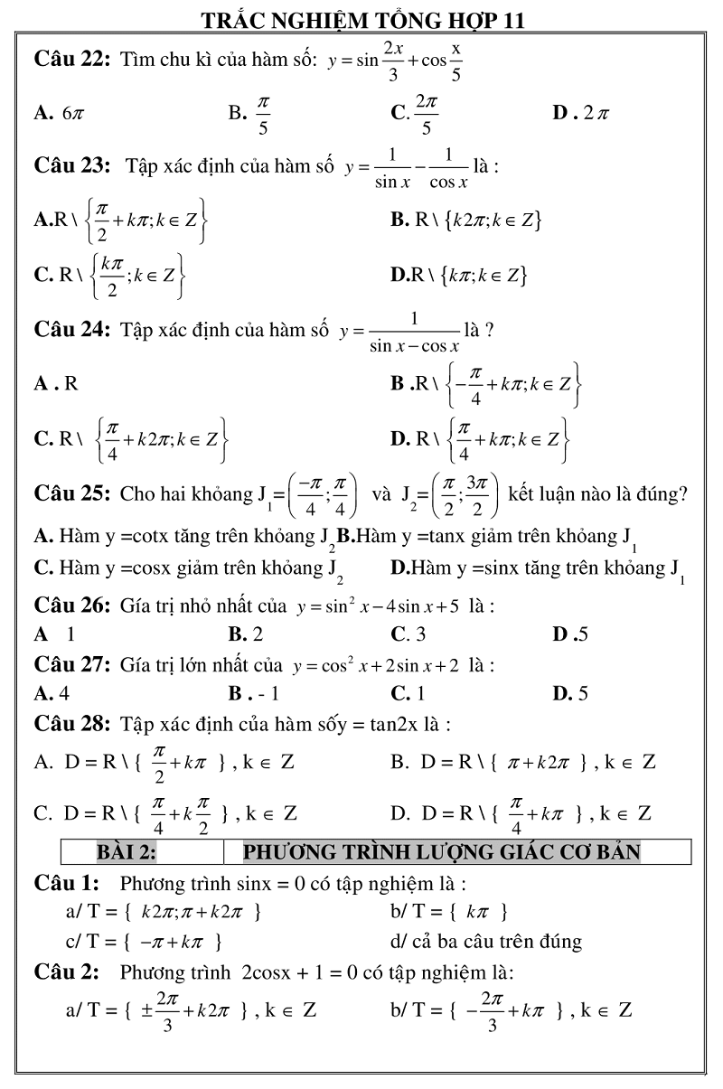trac nghiem giai tich 11