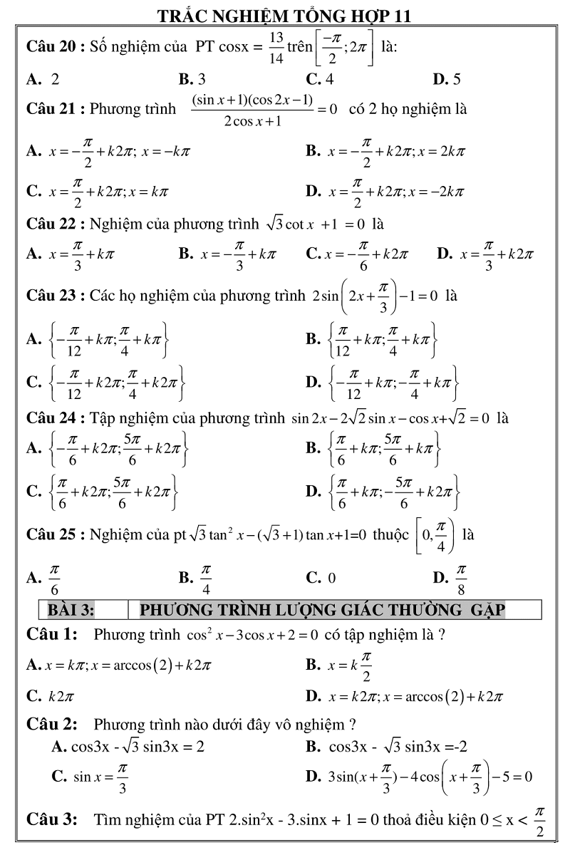 trac nghiem giai tich 11