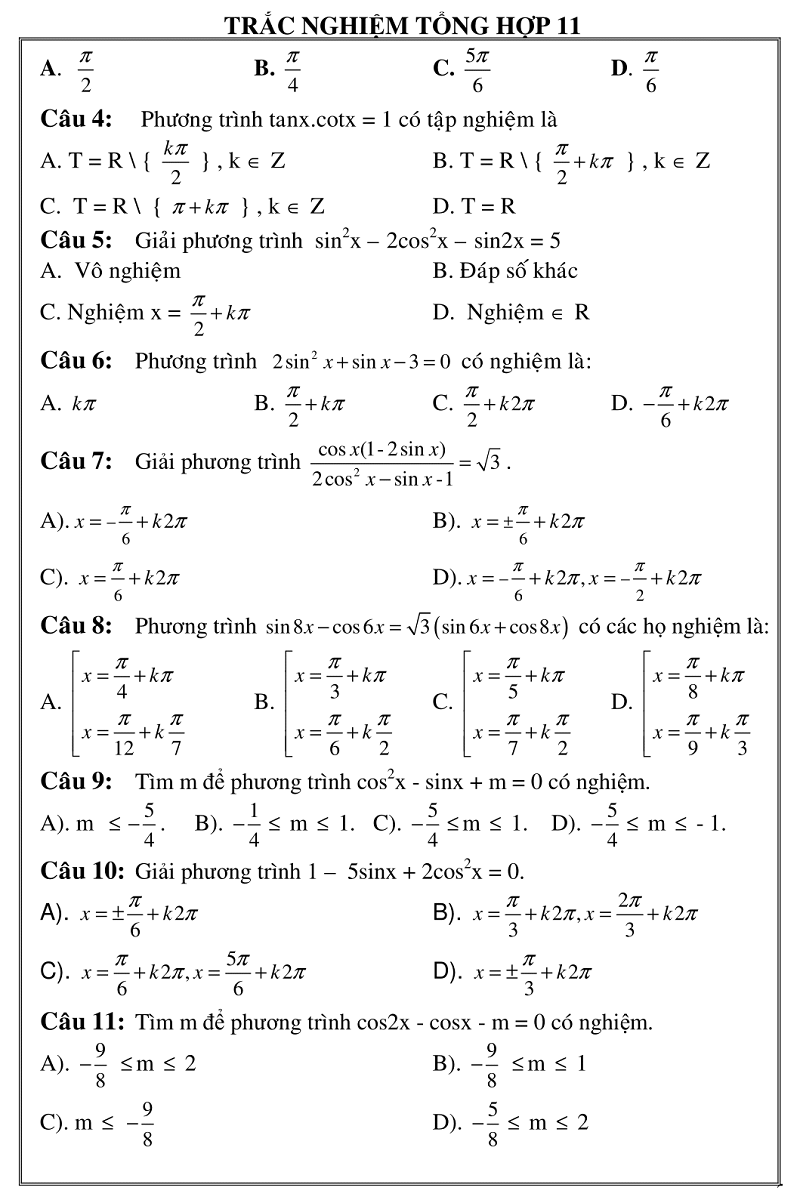 trac nghiem giai tich 11