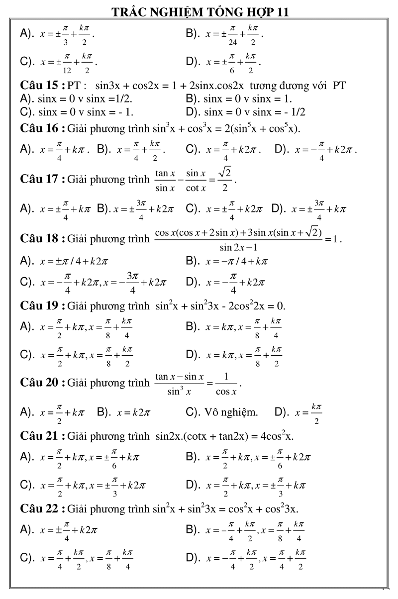 trac nghiem giai tich 11
