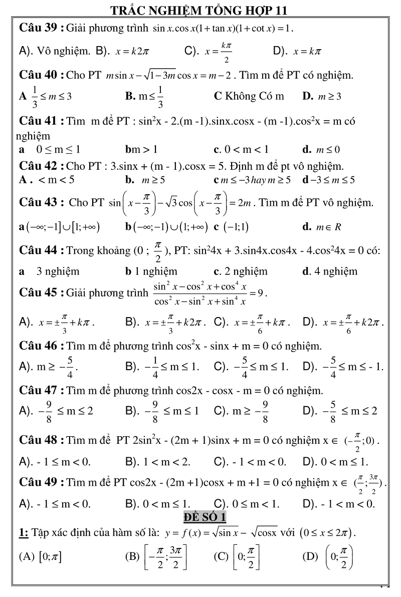 trac nghiem giai tich 11