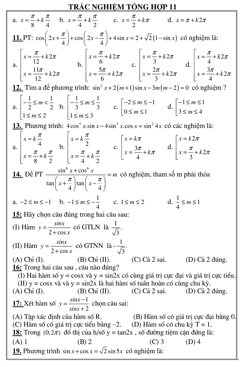 trac nghiem giai tich 11
