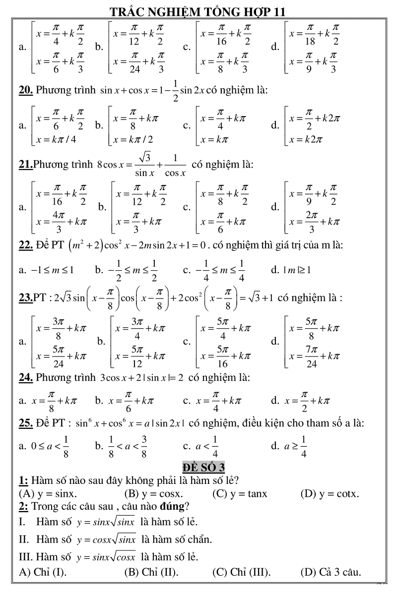 trac nghiem giai tich 11