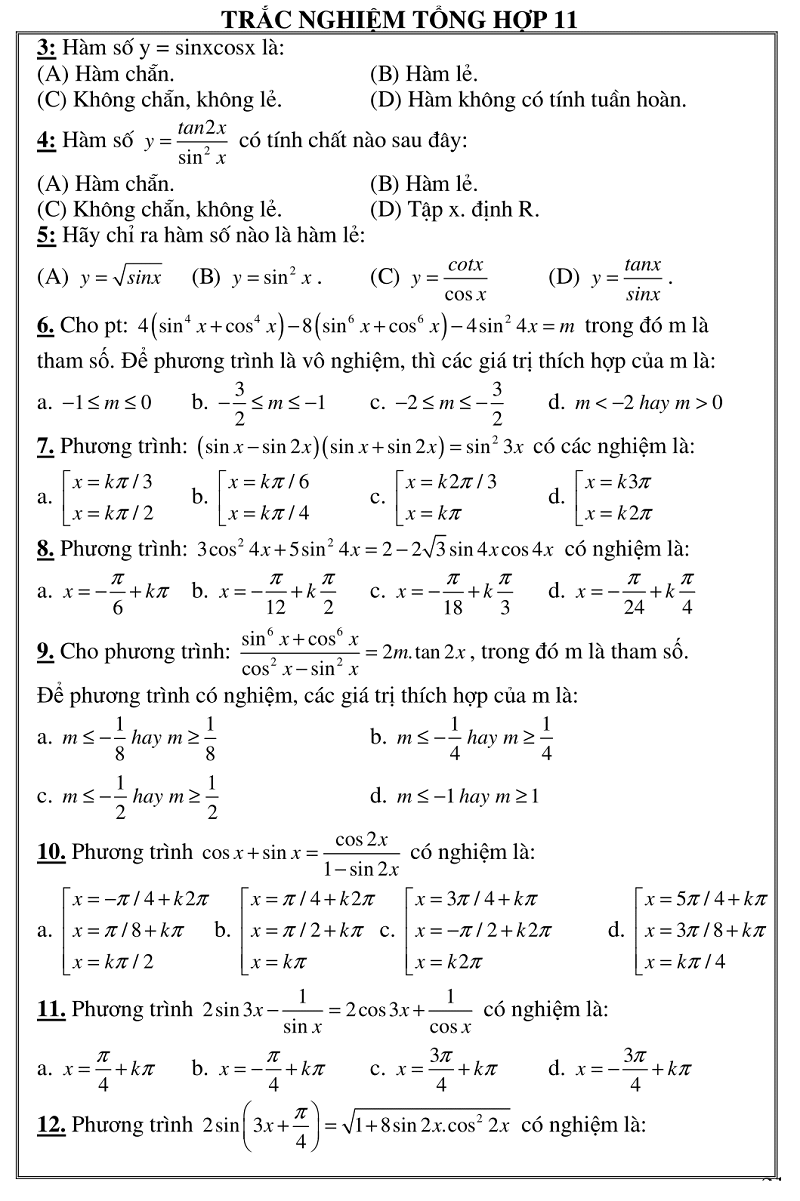 trac nghiem giai tich 11