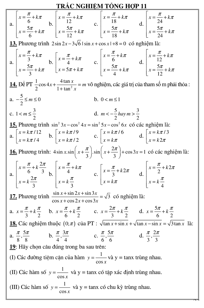 trac nghiem giai tich 11