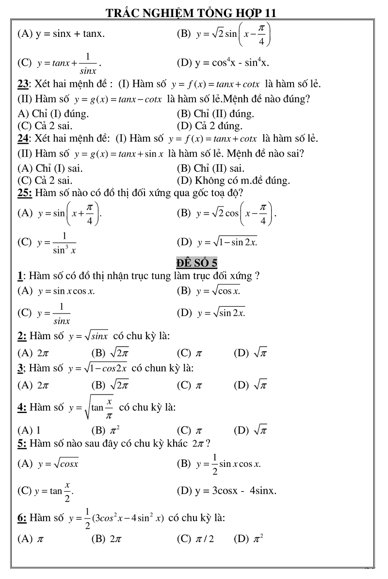 trac nghiem giai tich 11
