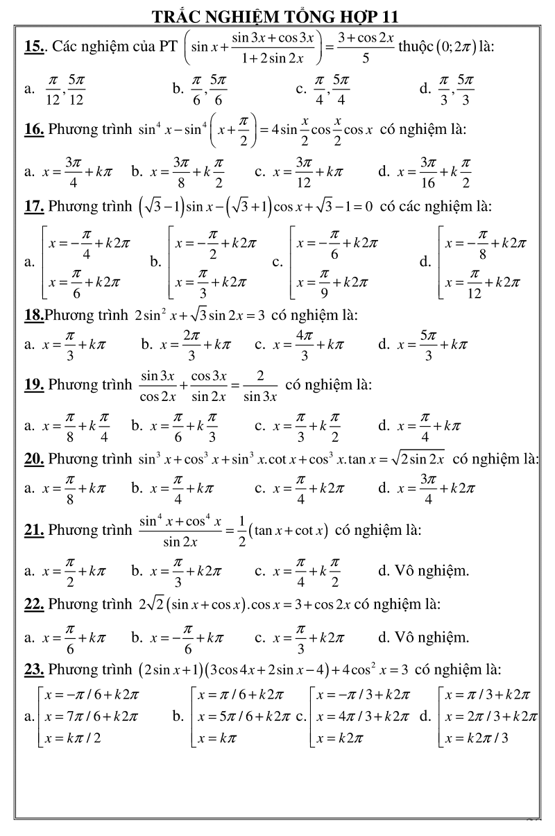 trac nghiem giai tich 11