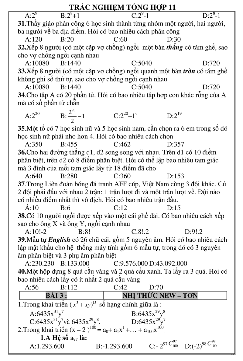 trac nghiem giai tich 11