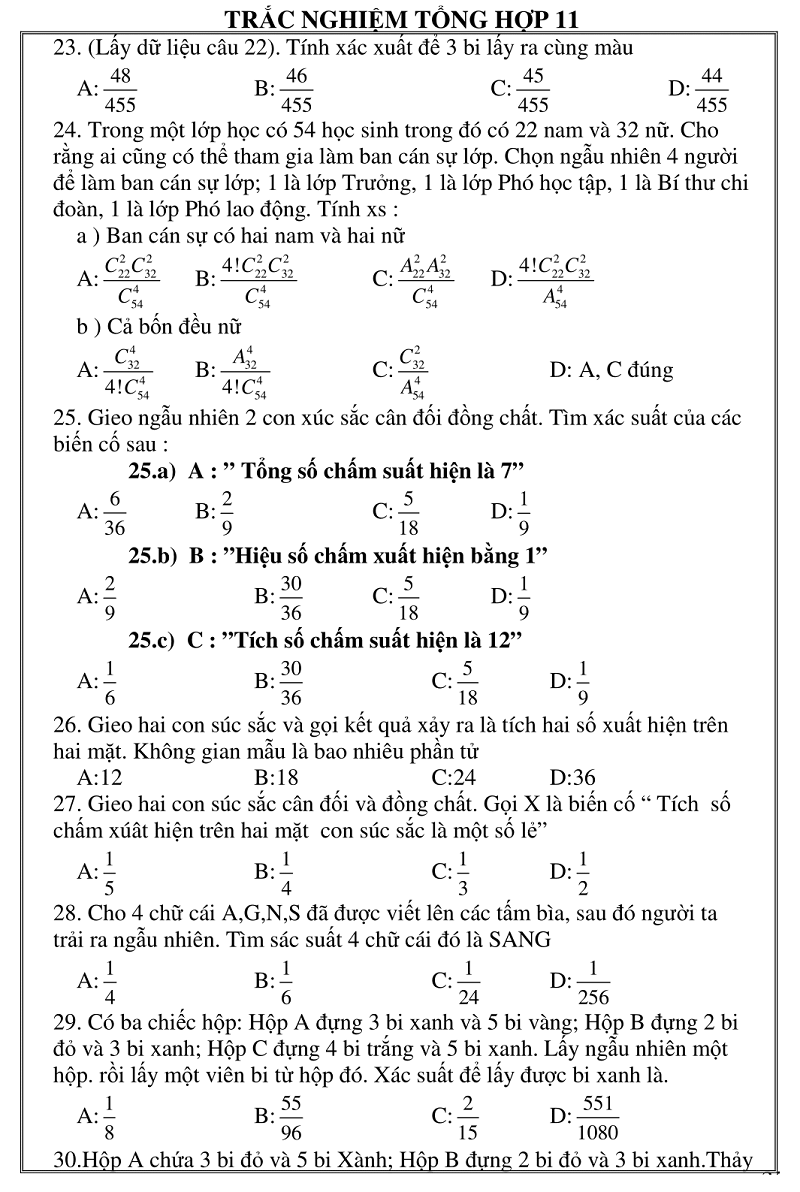 trac nghiem giai tich 11