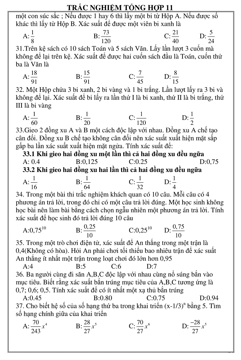 trac nghiem giai tich 11