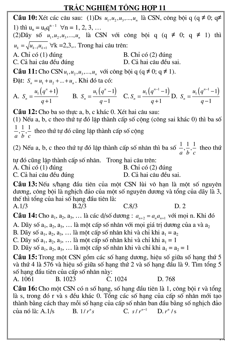 trac nghiem giai tich 11