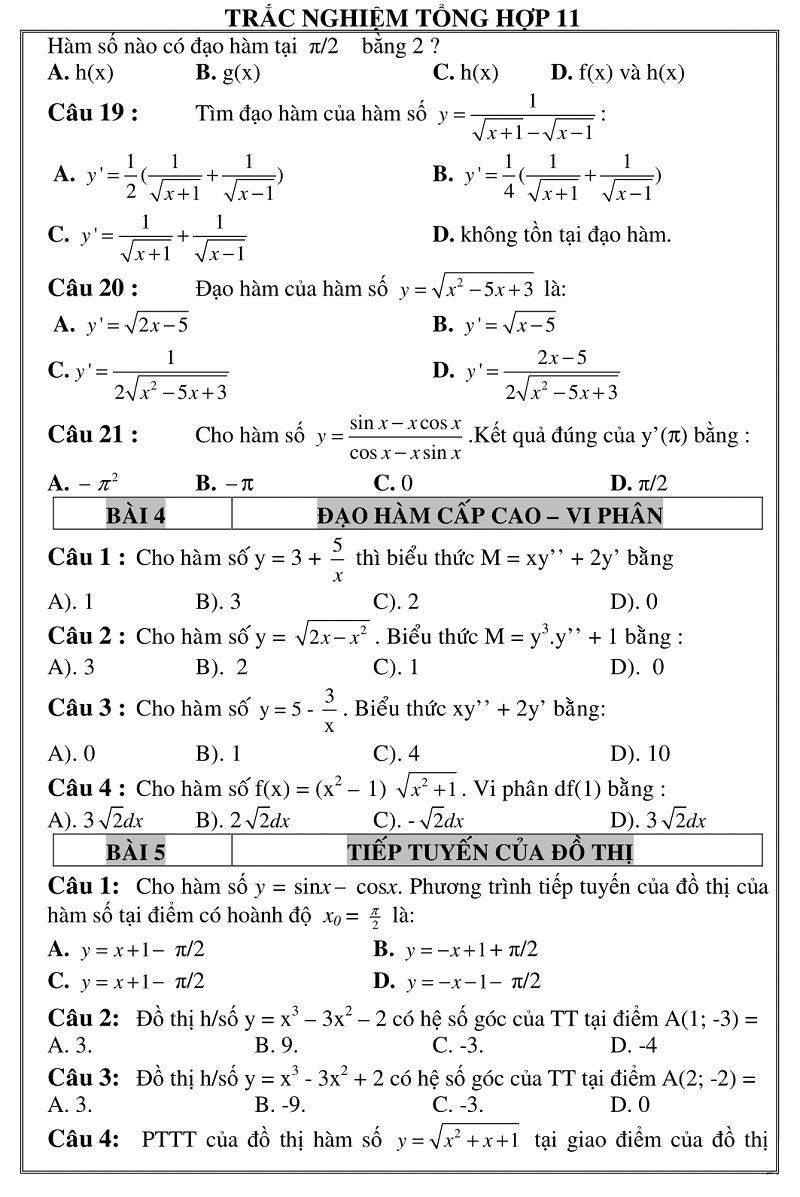 trac nghiem giai tich 11