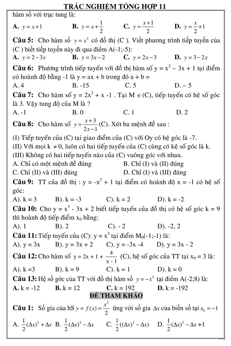 trac nghiem giai tich 11